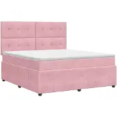 vidaXL Boxspringbed met matras Roze 140 x 190 cm Fluweel