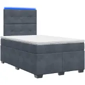 vidaXL Boxspringbed met matras, donkergrijs, 120 x 200 cm, fluweel