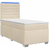 vidaXL Boxspringbed met matras, crème kleur, 100 x 200 cm, gestoffeerd