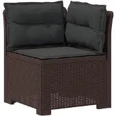 vidaXL 2-Zits Tu bank met Kussens Rattan Look 2-zits PP Bruin