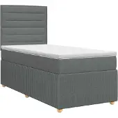 vidaXL Boxspringbed met matras met hoofdeinde Donkergrijs Enkel Stof