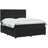 vidaXL Boxspringbed met matras Zwart 140 x 190 cm Fluweel