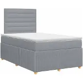 vidaXL Boxspringbed met matras Lichtgrijs 120 x 200 cm Stof