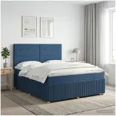 vidaXL Boxspringbed met matras met hoofdeinde Blauw 140 x 190 cm Stof