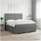 vidaXL Boxspringbed met matras Donkergrijs 140 x 200 cm Stof