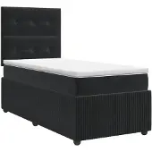 vidaXL Boxspringbed met matras Zwart 100 x 200 cm Fluweel
