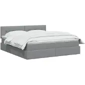 vidaXL LED-bed met opbergruimte en matras, lichtgrijs, 160 x 200 cm, met stoffen bekleding