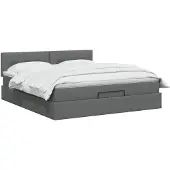 vidaXL Ottoman bed met matras Donkergrijs 140 x 200 cm Stof