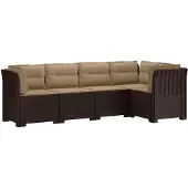 vidaXL 5-Zits Tuinbank met Kussens Rattanlook 5-zits PP Bruin