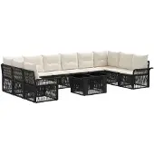 vidaXL Tuinbank Set 11 st Zwart en Crème Wit poly rattan