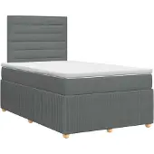 vidaXL Boxspringbed met matras Donkergrijs 120 x 200 cm Stof
