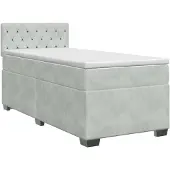 vidaXL Boxspringbed met matras Lichtgrijs 90 x 190 cm Fluweel