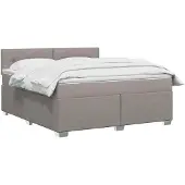vidaXL Boxspringbed met matras en LED-verlichting, taupe kleur, 140 x 200 cm, gestoffeerd