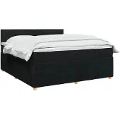 vidaXL Boxspringbed met matras, zwart, 180 x 200 cm, gestoffeerd