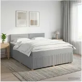 vidaXL Boxspringbed met matras, lichtgrijs, 160 x 200 cm, gestoffeerd