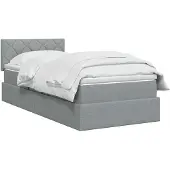 vidaXL Opbergbed met matras Lichtgrijs 90 x 200 cm fluweel