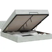 vidaXL Ottoman bed met matras Lichtgrijs 160 x 200 cm Fluweel