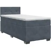 vidaXL Boxspringbed met matras Donkergrijs 90 x 200 cm Fluweel