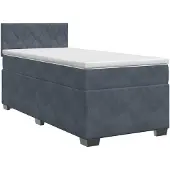 vidaXL Boxspringbed met matras Donkergrijs 100 x 200 cm Fluweel