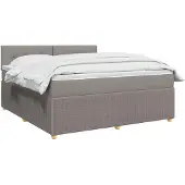 vidaXL Boxspringbed met matras met hoofdeinde Taupe 140 x 190 cm Stof