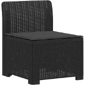 vidaXL Eén-zits Tuin Sofa met Kussen Rieten Look PP Antraciet