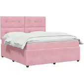 vidaXL Boxspringbed met matras Roze 180 x 200 cm Fluweel