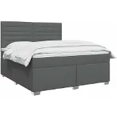 vidaXL Boxspringbed met matras Donkergrijs 140 x 190 cm Stof