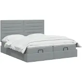 vidaXL Ottoman bed met matras met hoofdeinde 2 st Lichtgrijs Stof
