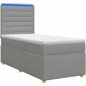 vidaXL Boxspringbed met matras, lichtgrijs, 100 x 200 cm, gestoffeerd