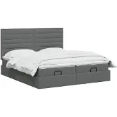vidaXL Ottoman bed met matras met hoofdeinde 2 st Donkergrijs Stof