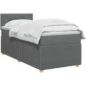 vidaXL Boxspringbed met matras, donkergrijs, 90 x 190 cm, gestoffeerd