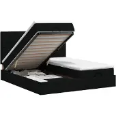 vidaXL Ottoman bed met matras met hoofdeinde 2 st Zwart Stof