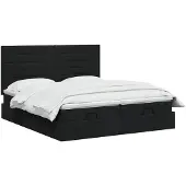 vidaXL Ottoman bed met matras en hoofdeinde, 2 stuks, zwart, gestoffeerd