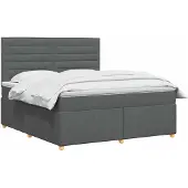vidaXL Boxspringbed met matras, donkergrijs, 160 x 200 cm, gestoffeerd