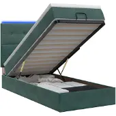 vidaXL Ottomanbed met matras en LED-verlichting, donkergroen, 80 x 200 cm, fluweel