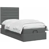 vidaXL Ottoman bed met matras, donkergrijs, 100 x 200 cm, gestoffeerd