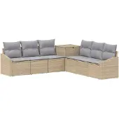 vidaXL Bankstel 7 st Beige en Lichtgrijs 123 x 62 x 69 cm