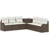 vidaXL Bankstel 7 st Bruin en Crème Wit 121 x 62 x 69 cm