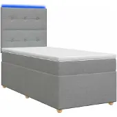 vidaXL Boxspringbed met matras, lichtgrijs, 90 x 200 cm, gestoffeerd