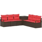 vidaXL Bankstel 7 st Bruin en Rood 120 x 62 x 69 cm