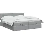 vidaXL Ottoman bed met matras en hoofdeinde, 2 stuks, lichtgrijs, stoffen bekleding