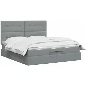 vidaXL Ottoman bed met matras Lichtgrijs 160 x 200 cm Stof
