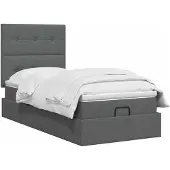 vidaXL Ottoman bed met matras, donkergrijs, 80 x 200 cm, gestoffeerd