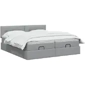 vidaXL Ottoman bed met matras en hoofdeinde, 2 stuks, lichtgrijs, gestoffeerd