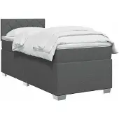vidaXL Boxspringbed met matras en LED-verlichting, donkergrijs, 90 x 190 cm, stof