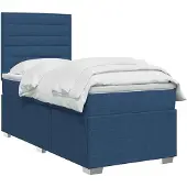 vidaXL Boxspringbed met matras met hoofdeinde Blauw 90 x 200 cm Stof