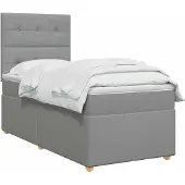 vidaXL Boxspringbed met matras Lichtgrijs 90 x 190 cm Stof