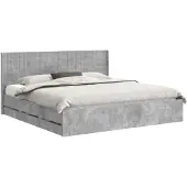 vidaXL Bedframe met opbergruimte en hoofdeinde, betonkleur, 200 x 200 cm