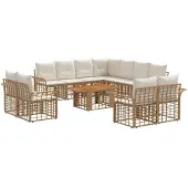 vidaXL Tuinbank Set 12 st Natuurlijk en Crème Wit poly rattan