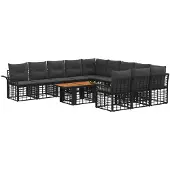 vidaXL Tuinbank Set 12 st Zwart en Donkergrijs poly rattan